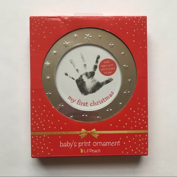 Lil Peach Baby Handprint Ornament Christmas  Keepsake - Picture 1 of 2